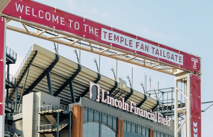 The entry gate for Temple's fan tailgates.