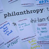 Students wrote down their definitions of "philanthropy" and put them on a board