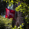 An image of the Temple Flag surrounded by trees